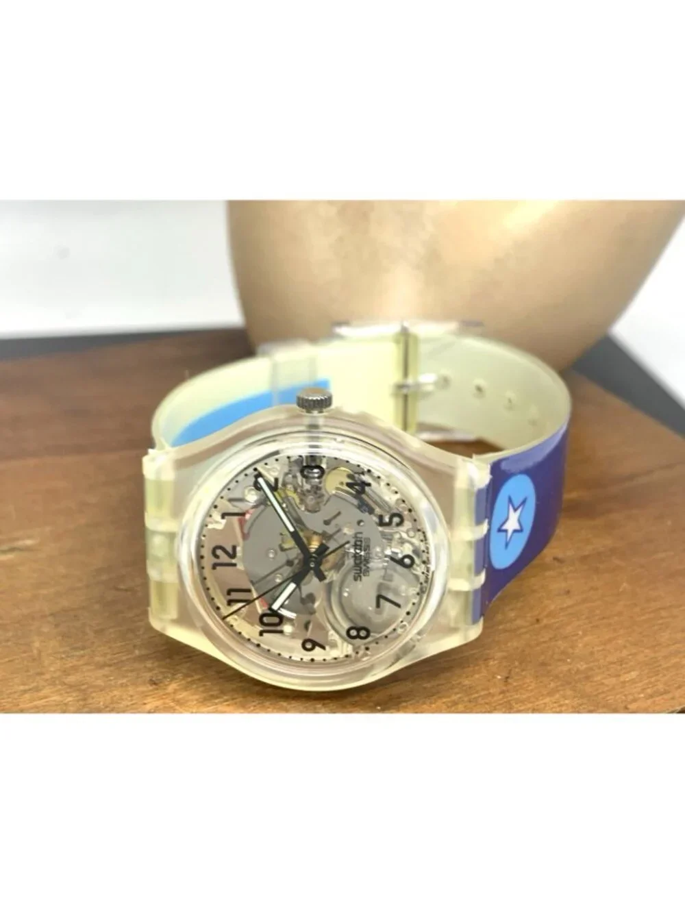 Swatch Watch GK209D Los Angeles Swiss Quartz Blue Rubber Vintage 1994 34mm